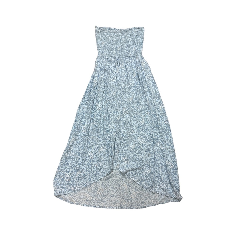 Patrons of Peace Maxi Dress Womens Small Blue Paisley Smocked Strapless Boho